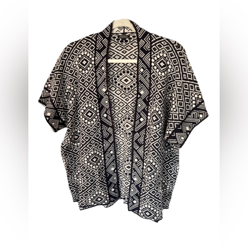 Lucky Brand Navy and White Geometric Cardigan